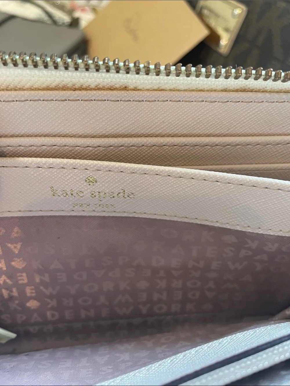 kate spade Light Beige and Taupe  Zip-Around Wallet